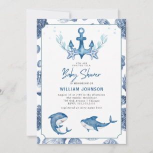 Moderne sous le Baby shower de mer Invitation