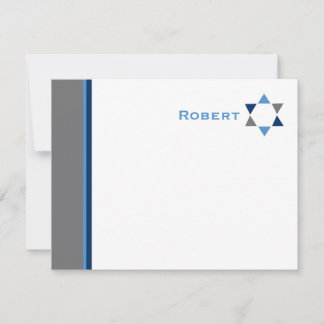 Moderne Star Bar Mitzvah Carte de remerciements