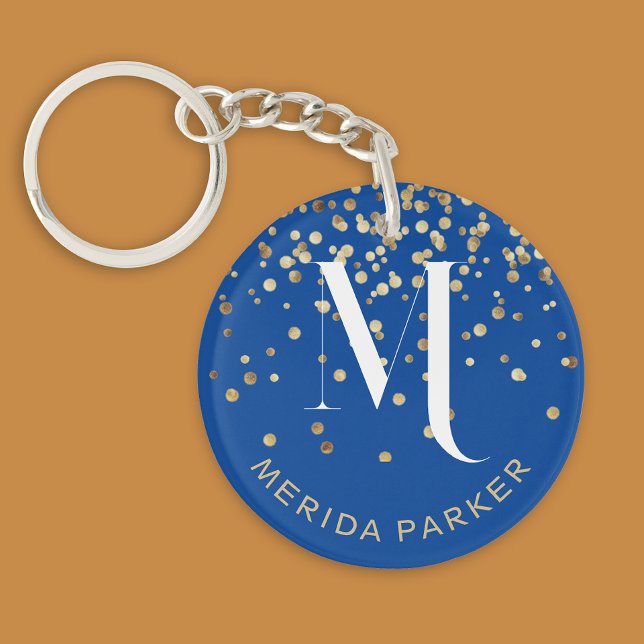 Moderne Style Bleu Blanc Nom initial Monogramme (Créateur téléchargé)