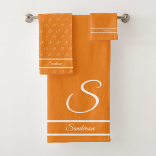 Moderne Style Solide Couleur Orange Blanc Monogram