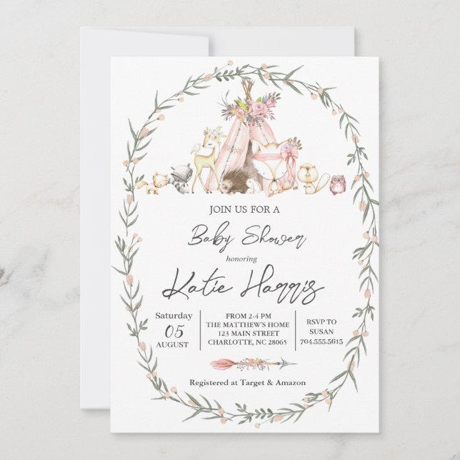 Moderne sur le Baby shower des bois Invitation (Devant)