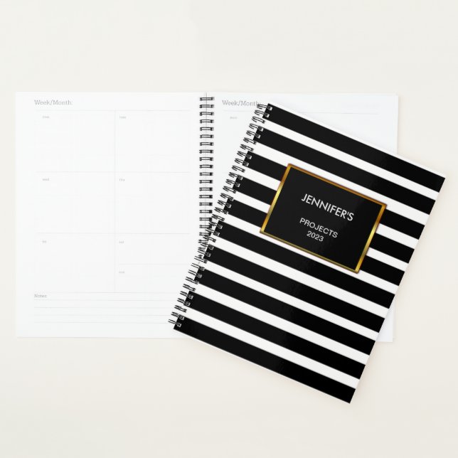 Moderne tendance noir rayures blanches professionn (Devant avec enveloppe)