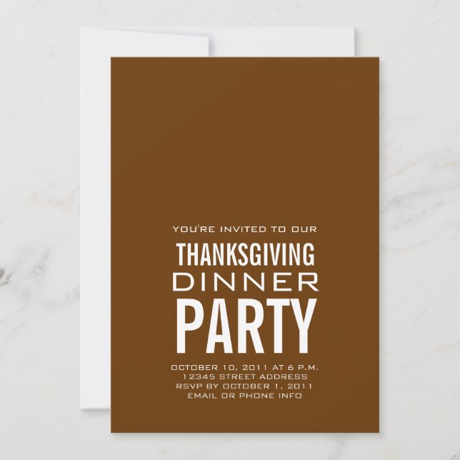 MODERNE THANKSGIVING DÎNER INVITATION BROWN (Devant)
