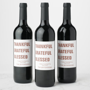 Moderne   Thanksgiving Wine Étiquette