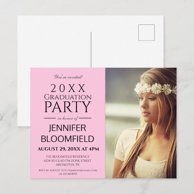 MODERNE TRENDY PINK 2025 GRADUATION INVITATION (Devant / Derrière)