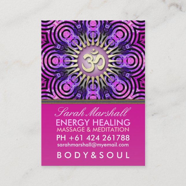 Moderne Tribal OM Energy Rose Grand Carte de visit (Devant)