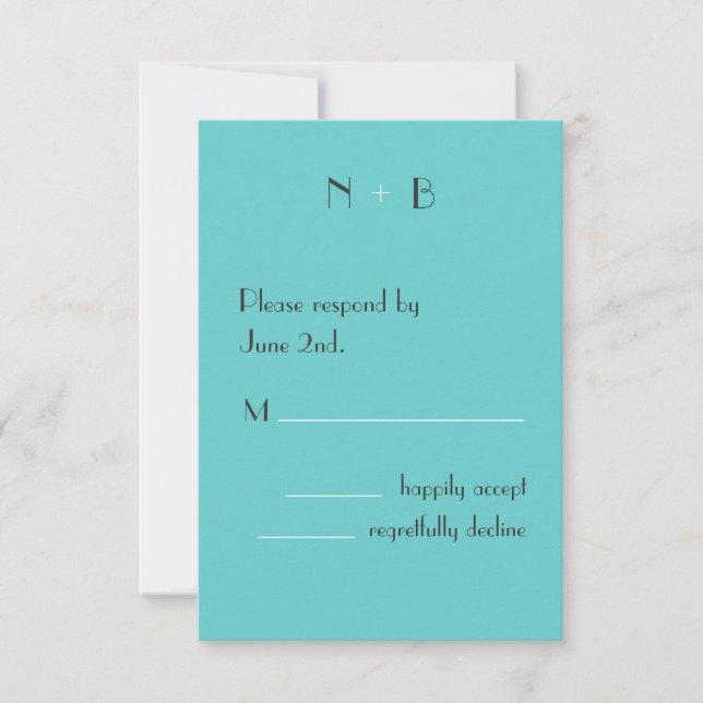 Moderne Turquoise RSVP (Devant)