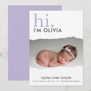 Moderne votre Faire-part de naissance de papier dé