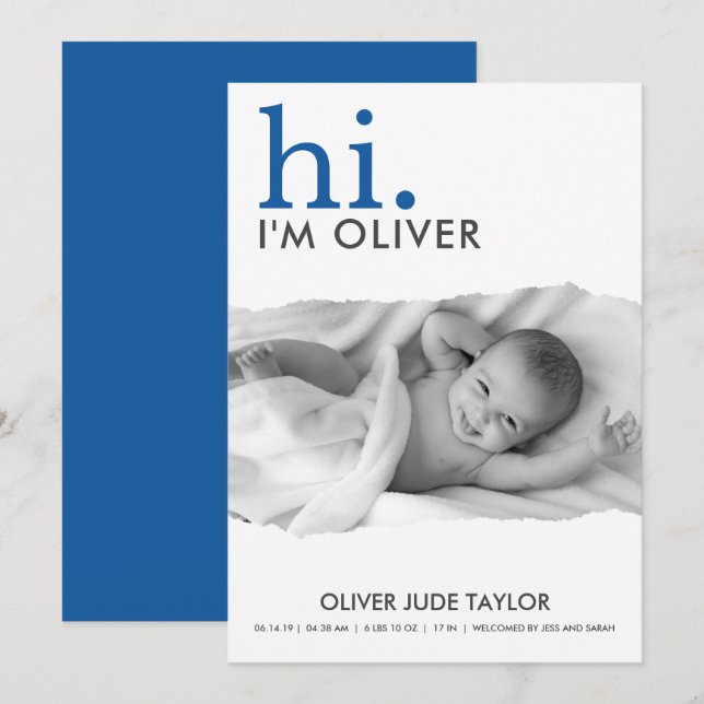 Moderne votre Faire-part de naissance de papier dé (Devant / Derrière)