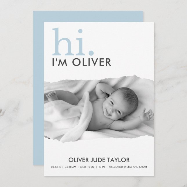 Moderne votre Faire-part de naissance de papier dé (Devant / Derrière)