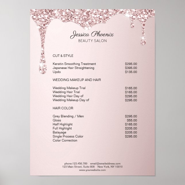 Moderner Glamour Rosa Glitzer sinkt  Poster (Front)