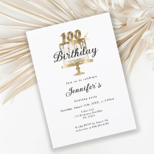 Modernes, elegantes 100. Einladung zum Geburtstag Invitation