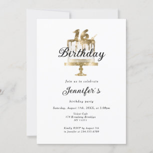 Modernes, elegantes 16. Einladung zum Geburtstag Invitation