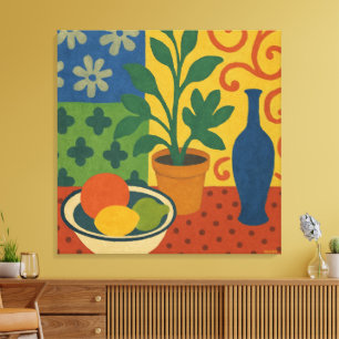 Modernist Still Life with Fruit Painting Canvas Print