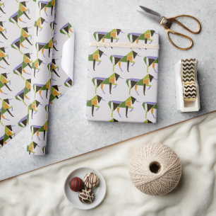 Modernist Unicorn Modern Abstract Tangram Animal  Wrapping Paper