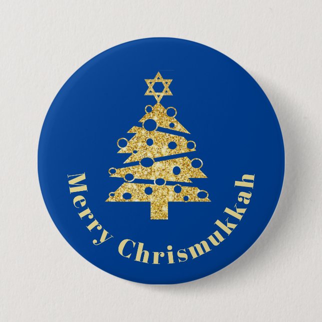 Modernistic Christmas Tree Star of David Button (Front)