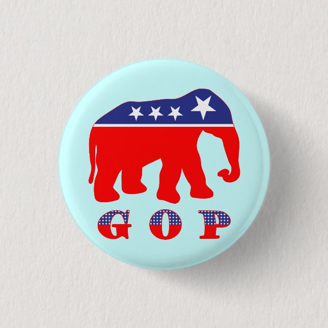 Modernized GOP Elephant 1 Inch Round Button (Front)