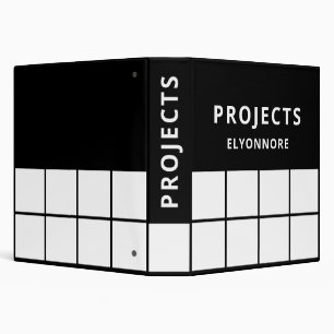 ModernMinimal Black White Projects Personalized Binder