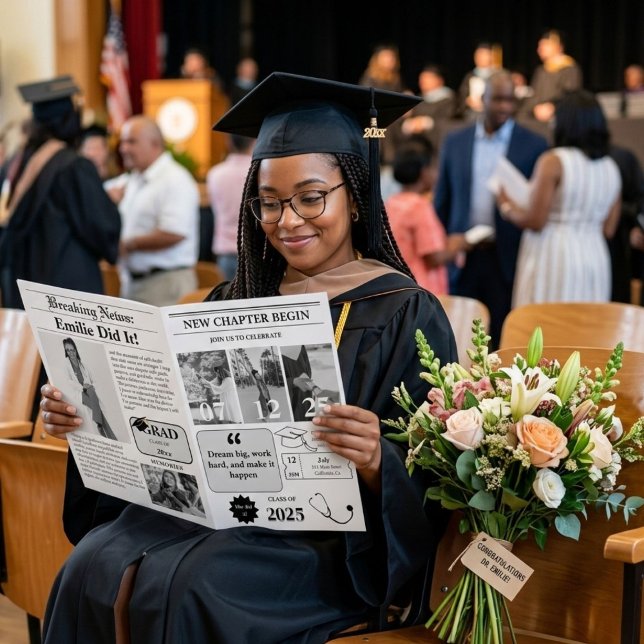 ModernMinimalist College Graduation Newspaper  Invitation (Creator Uploaded)