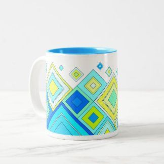 ModernRetro Diamonds Aqua Two-Tone Coffee Mug