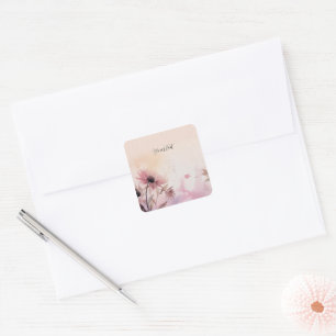ModernSimple Cute Watercolor Flowers Square Sticker