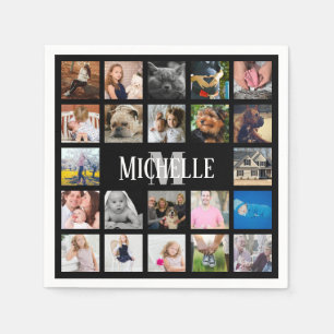 ModernTrendy 22 Family Photo Collage & Name Napkin