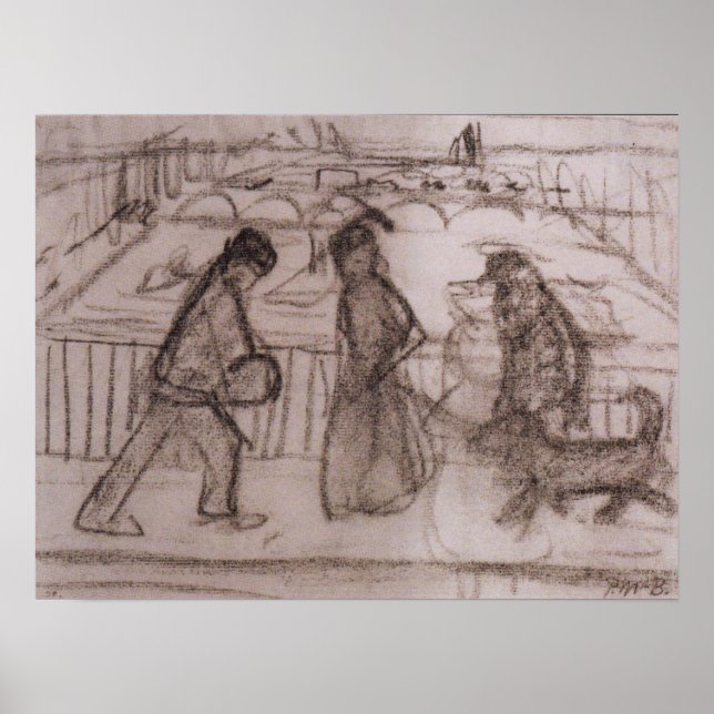Modersohn-Becker - Figures With His Dog On Bridge Poster (Front)
