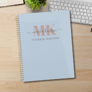 Modert Mocha Mousse Monogram Dusty Blue Planner