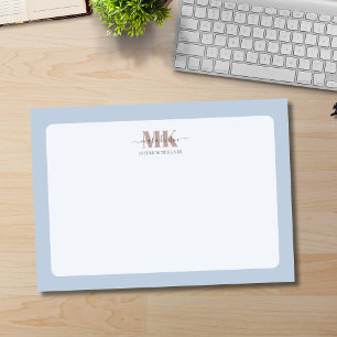 Modert Mocha Mousse Monogram Dusty Blue Post-it Notes