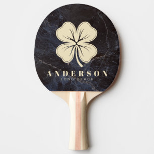 Modest Dark Stone Four Leaf Clover with Name Ping Pong Paddle