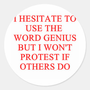 modest genius joke classic round sticker