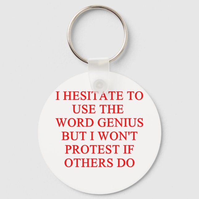 modest genius joke keychain (Front)