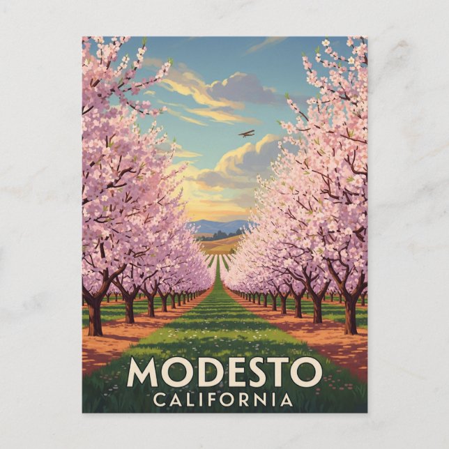 Modesto California Central Valley Postcard (Front)