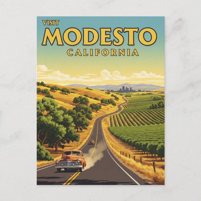 Modesto California Central Valley Postcard (Front)