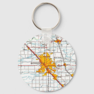 Modesto California Vintage Map Keychain