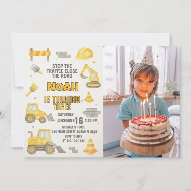 Modifiable en construction Anniversaire Invitation (Devant)