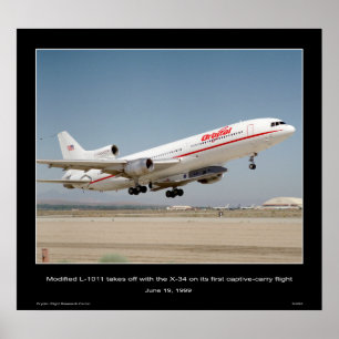Modified L-1011 takes off with the X-34 Poster