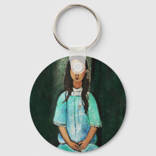 Modigliani Alice Vintage Fine Art Painting Keychain