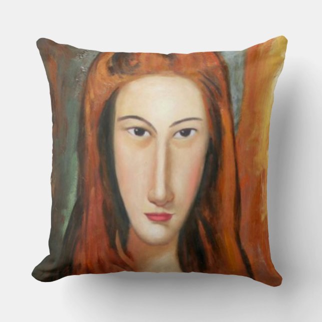 Modigliani - Portrait of Jeanne Hebuterne Pillow (Front)