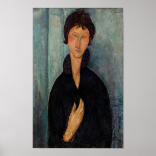 Modigliani Woman in Black with Blue Art Print