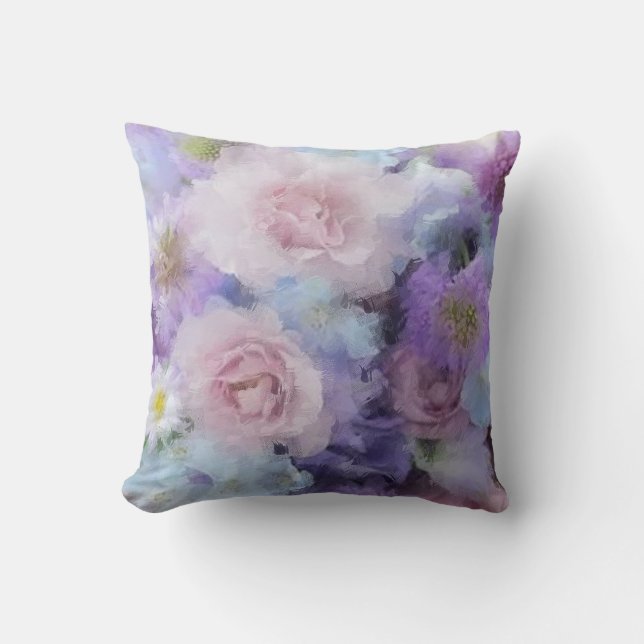 Modish Abstract Floral Pastel Colours Template Top Throw Pillow (Front)