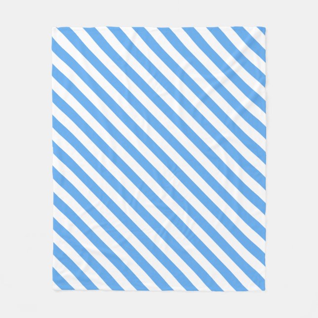 Modish Blue White Striped Template Decorative Fleece Blanket (Front)