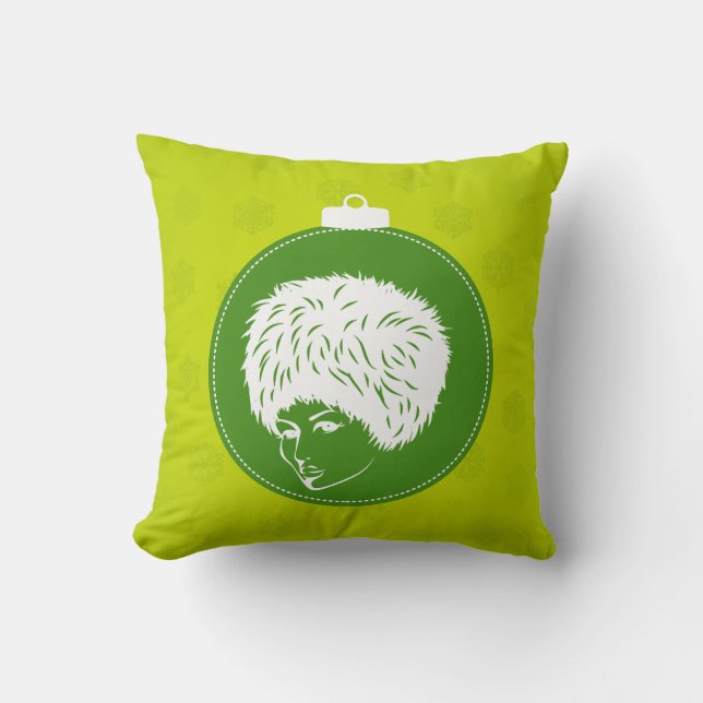 Modish Lime Christmas Throw Pillow (Front)