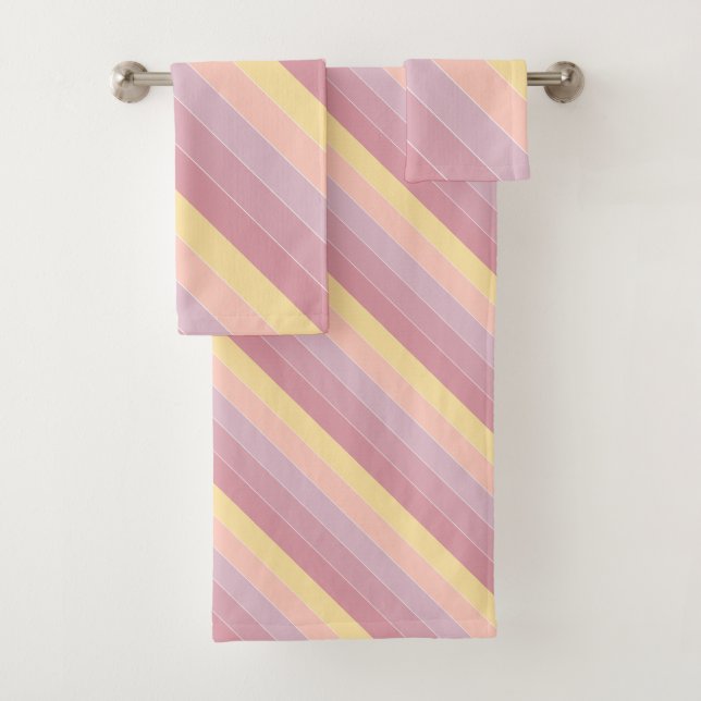 Modish Pink Purple Yellow Modern Elegant Template Bath Towel Set (Insitu)