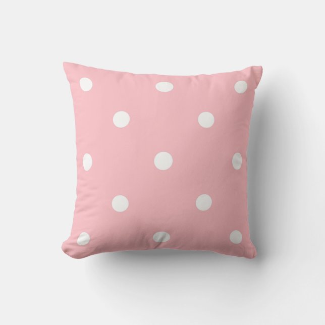Modish Pink White Polka Dots Elegant Template Throw Pillow (Front)