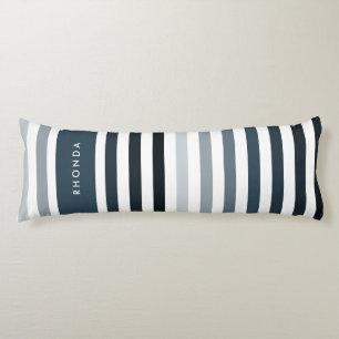 Modish Reflecting Pond Horizontal Stripes and Name Body Pillow