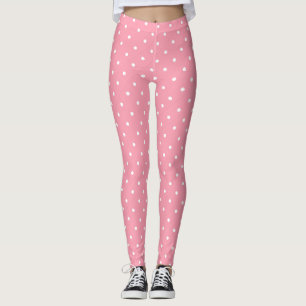 Modish White Circles Dots Hot Pink Elegant Trendy Leggings