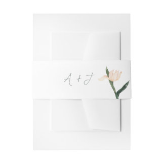 Modren blush pink floral invitation belly band