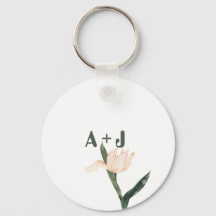 Modren blush pink floral keychain