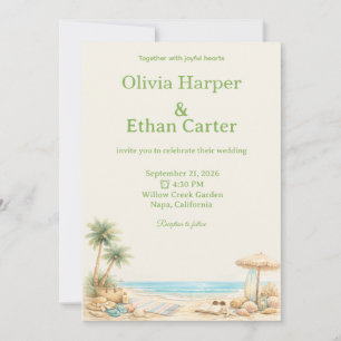 Modren Viral Aesthetic Beech soft Stylis customize Invitation